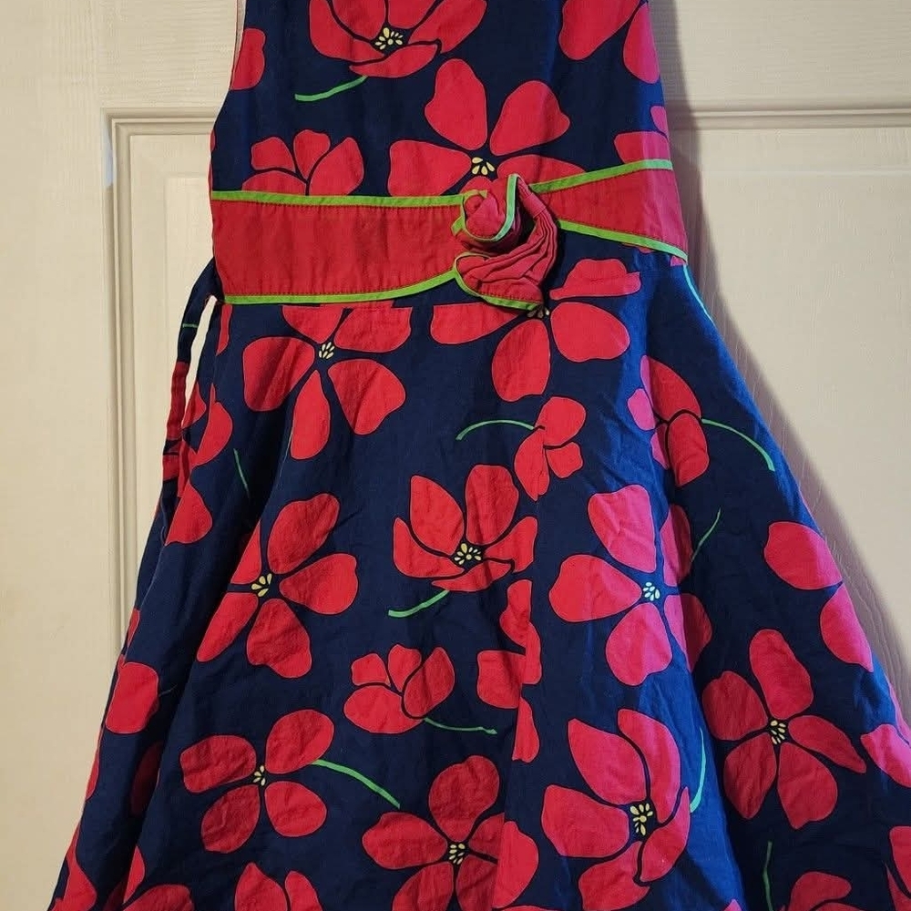 Vibrant Floral Kids Dress in Pink and Blue